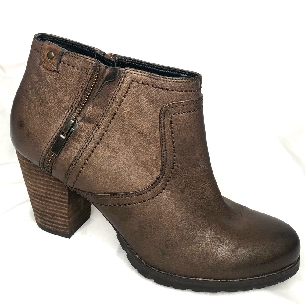 Clarks Brown leather booties Mission Halle Sz 10 M - Picture 4 of 15